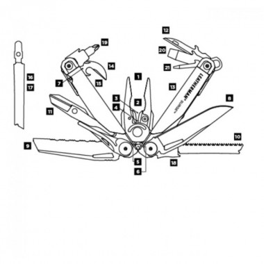 Мультитул LEATHERMAN Surge (black), 21 инстр, 11,5см, чехол нейлон
