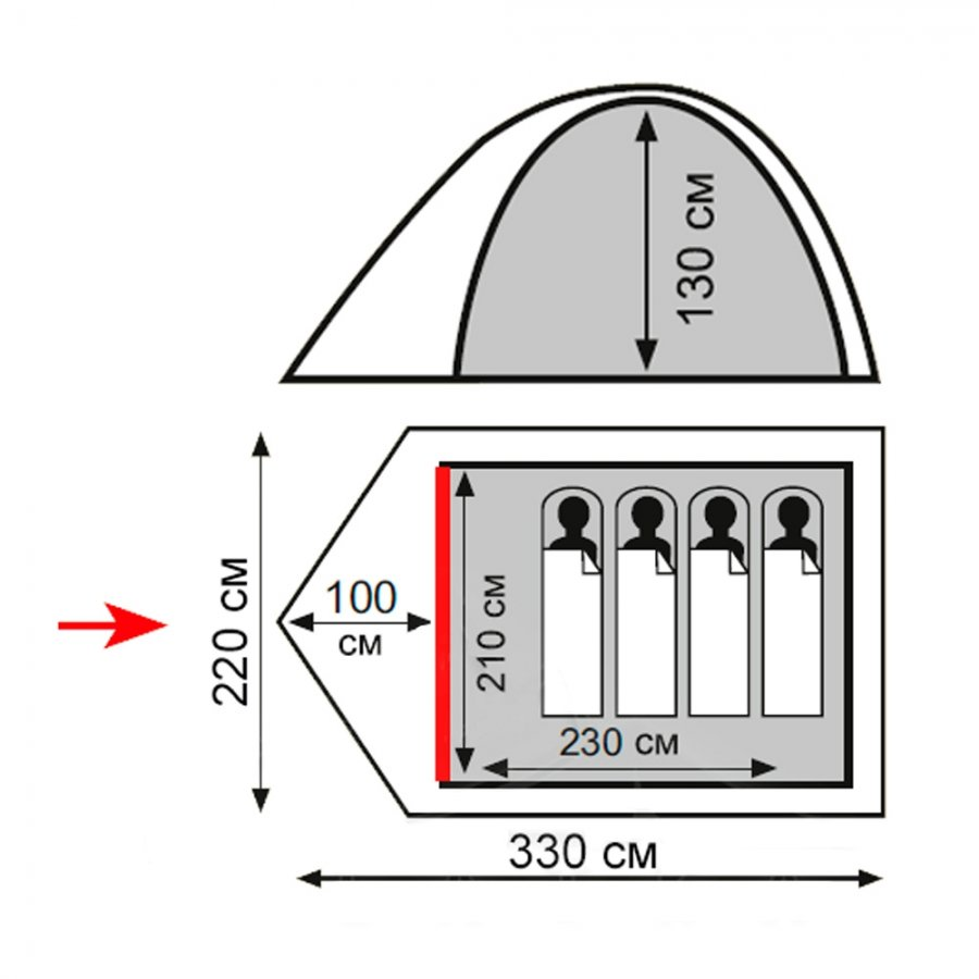 Универсальная палатка Totem Tepee 4 (V2) (Зеленый), 4743131058460