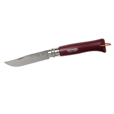 Нож Opinel Trekking №08 клинок 8,5см, нерж.сталь, граб, красно-коричн., темляк