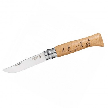 НОЖ OPINEL СЕРИИ TRADITION ANIMALIA №08, КЛИНОК 8,5СМ., НЕРЖАВЕЮЩАЯ СТАЛЬ, РИСУНОК - КОСУЛЯ, РУКОЯТЬ - ДУБ (6 ШТ./УП.)