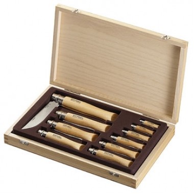 Набор ножей Opinel серии Tradition №02-12 - 10шт., нержавеющая сталь, рукоять - бук, + деревянный футляр