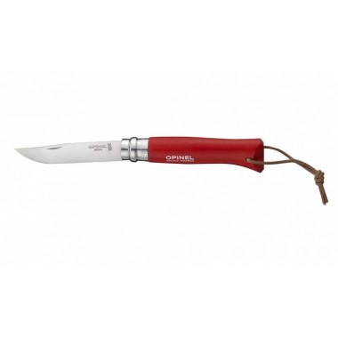  Нож Opinel серии Tradition Colored №08, клинок 8,5см., нерж. сталь, рукоять - граб, цвет - красный, темляк (6 шт./уп.)