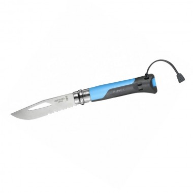 Нож Opinel серии Specialists Outdoor №08, клинок 8,5см., нерж.сталь, пластик, свисток+темляк, синий/серый (4 шт./уп.)
