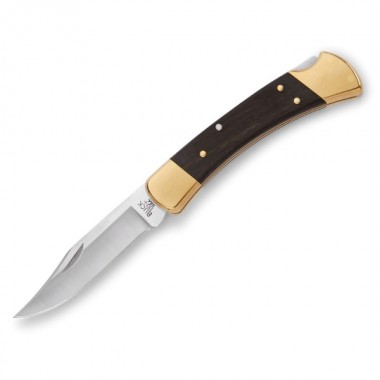 Нож складной BUCK 110 Hunter, Wood Ebony/Brass, 420HC клинок P 9,5 см