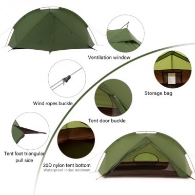 Палатка NATUREHIKE Tagar, 2 местная, зеленая
