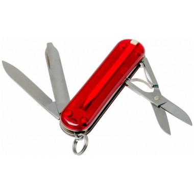 Нож перочинный Victorinox Classic SD (0.6223.T) 58 мм, 7 функций, прозрачный красный
