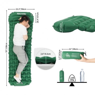 Матрас надувной NATUREHIKE FC-12, с насосом, 198х59х6.5см