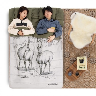 Спальный мешок NATUREHIKE Antelope, 2 спальн.с подушкой, 145х215см, зеленый