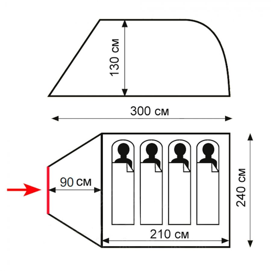 Палатка Totem Summer 4 Plus (V2) (зеленый), 4743131058514