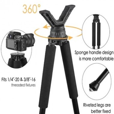 Опора бипод FieryDeer Hunting Stick, 1.8м, V-упор, площадка под камеру