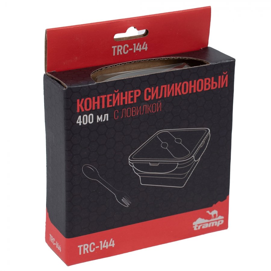 Tramp контейнер силиконовый с ловилкой 400 мл (терракотовый)