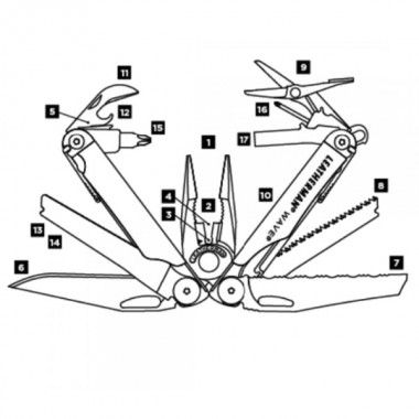Мультитул LEATHERMAN Wave Plus Black, 18 инстр, 10см, чехол нейлон